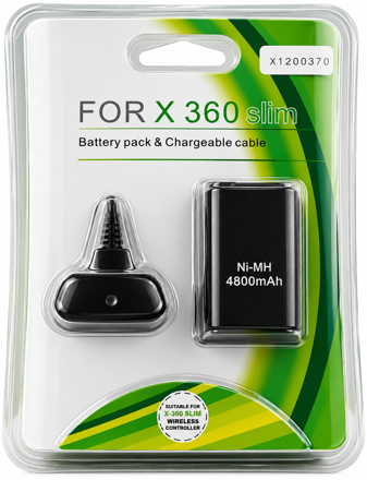 XBOX 360 Baterie 4800mAh + nabíjecí kabel černá
