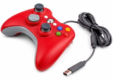 Kabelový ovladač červený pro XBOX 360