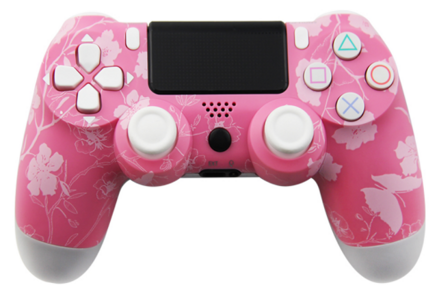PS4 bezdrátový ovladač růžový s květinovým vzorem 