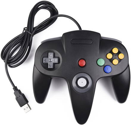 USB N64 Design PC ovladač černý