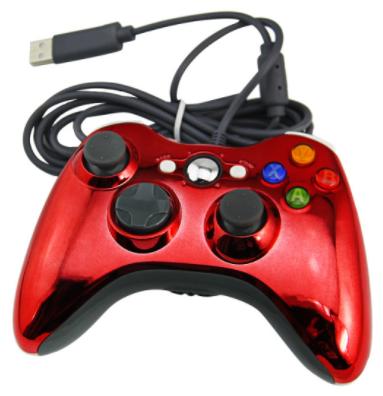 Xbox 360 kabelový ovladač chromovaný červený limited