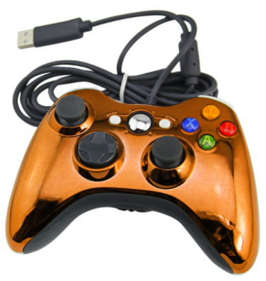 Xbox 360 kabelový ovladač chromovaný oranžový limited