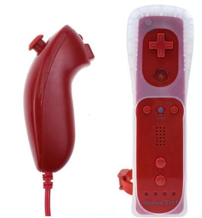 Wii Remote Controller + Nunchuck červený + motion + silikonový obal